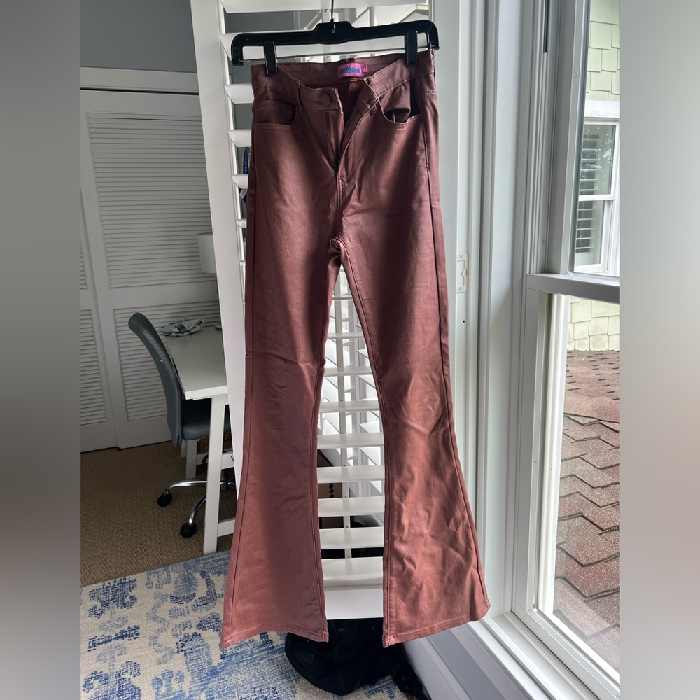 Brown Edikted Flare Leather Pants